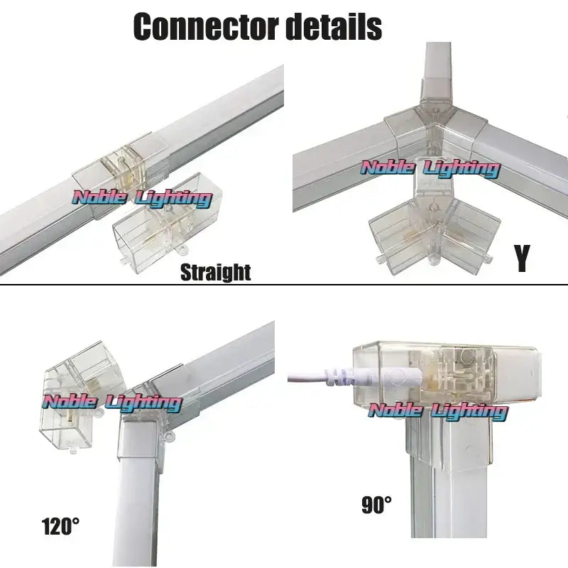 Clear plastic connector pieces for decorbites hexagon led car detailing light strips including straight and angled joints