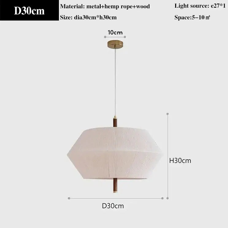 Hexagonal cream hemp rope rattan pendant light with woven shade and brass canopy for dining room decorbites hemp rope
