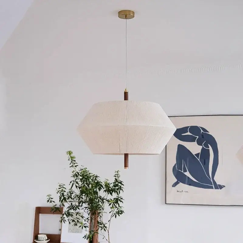 A modern off-white hexagonal pendant light with brass accents decorbites hemp rope rattan for dining room decor