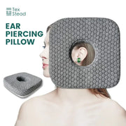 Gray hexagonal textured ear guard pillow by tex stead offering ultimate comfort for bedroom side sleeper support