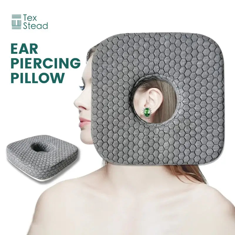 Gray hexagonal textured ear guard pillow by tex stead offering ultimate comfort for bedroom side sleeper support