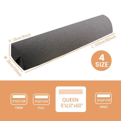 Gray textured fabric bed headboard pillow wedge with hexagonal design and storage pocket for twin to king beds