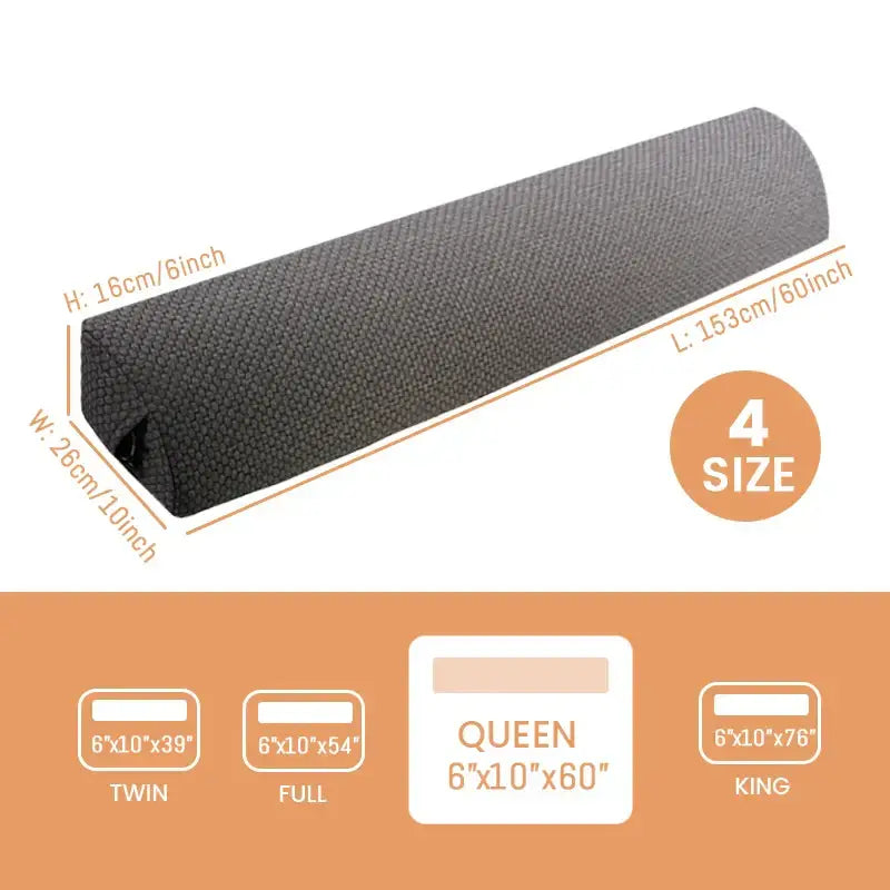 Gray textured fabric bed headboard pillow wedge with hexagonal design and storage pocket for twin to king beds