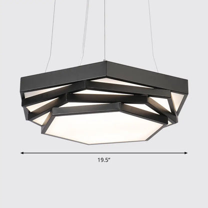 Lámpara de araña LED hexagonal con diseño modernista y pantalla acrílica - Iluminación colgante escalonada