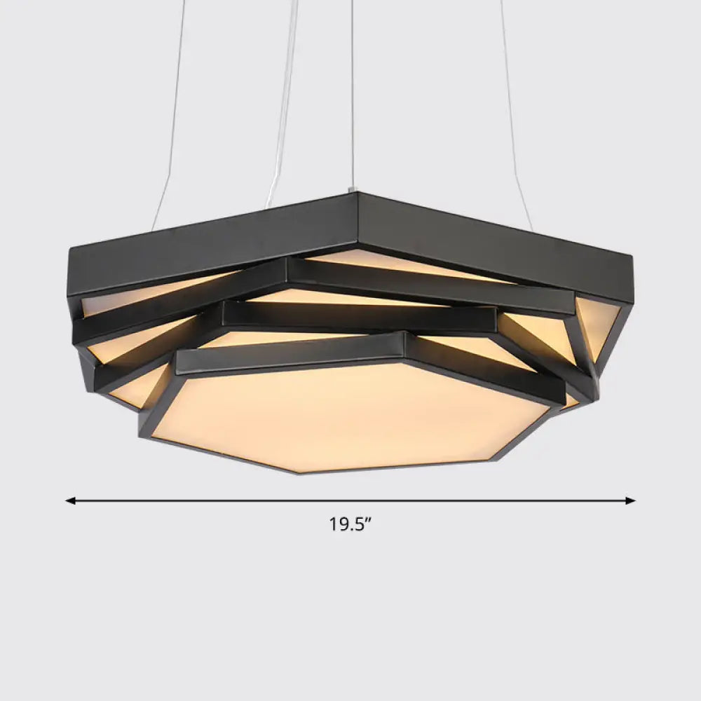 Lámpara de araña LED hexagonal con diseño modernista y pantalla acrílica - Iluminación colgante escalonada