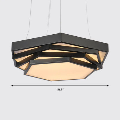 Lámpara de araña LED hexagonal con diseño modernista y pantalla acrílica - Iluminación colgante escalonada