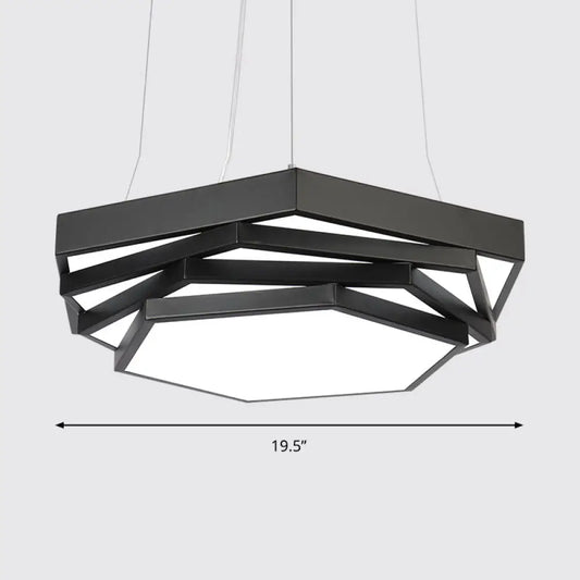 Hexagonal LED Chandelier with Modernist Design and Acrylic Shade - Tiered Suspension Lighting
