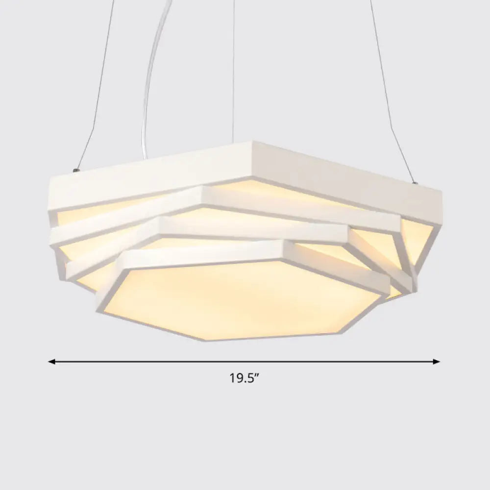 Lámpara de araña LED hexagonal con diseño modernista y pantalla acrílica - Iluminación colgante escalonada