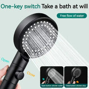 High pressure decorbites black round shower head with one key switch for easy on off and free flow water spray control