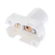 High quality e12 white base bulb socket set of 10 with white plastic body gold metal contacts and silver foil insulation