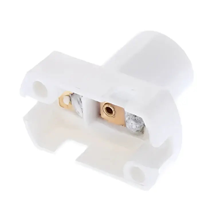 High quality e12 white base bulb socket set of 10 with white plastic body gold metal contacts and silver foil insulation