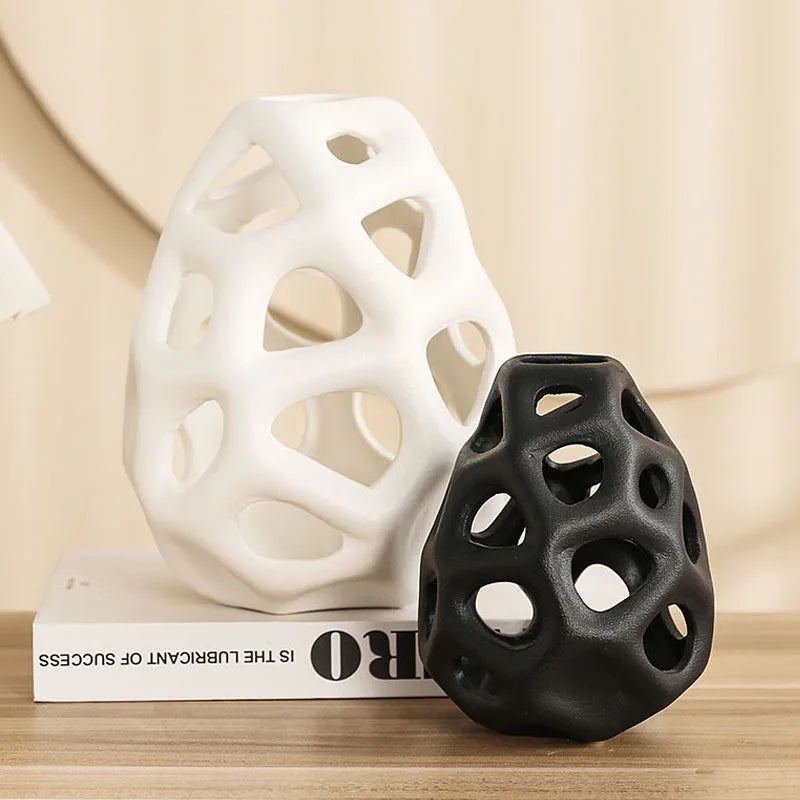 Hollow Out Ceramic Vase - Nordic Style - Vase