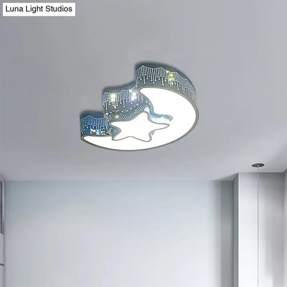 DecorBites™ DecorBites™ Hollow Star Moon LED Ceiling Lamp for Kids Room - Eye-Caring Cartoon Flush Mount Light