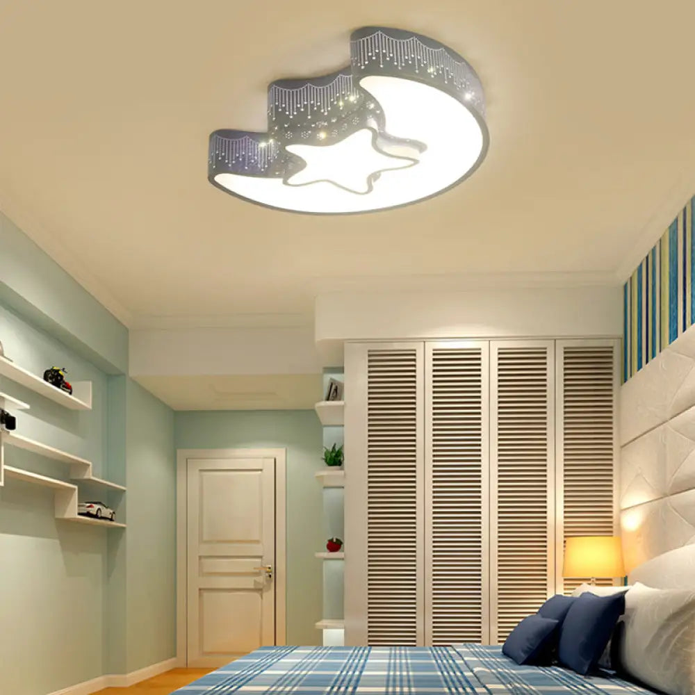 DecorBites™ DecorBites™ Hollow Star Moon LED Ceiling Lamp for Kids Room - Eye-Caring Cartoon Flush Mount Light