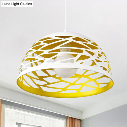 Hollowed-Out Dome Pendant Light - Nordic Metal, Yellow 1 Head - Cord Hanging