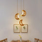 Hollowed-out Wooden Pendant Light – Minimalist 3-Bulb Beige Hanging Fixture for Dining Room