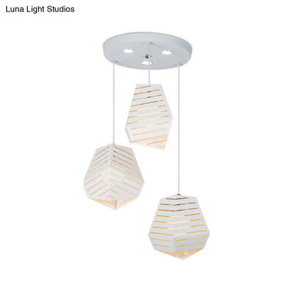 Hollowed Rock Shape Pendant Iron Lighting Fixture - Modern 3-Light Suspension for Dining Table - White