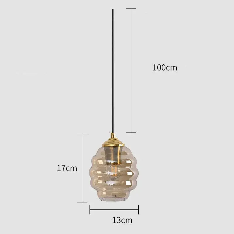Honeycomb amber blue and gray glass pendant light with gold metal fixture and black cord for kitchen dining decorbites colorful glass ball