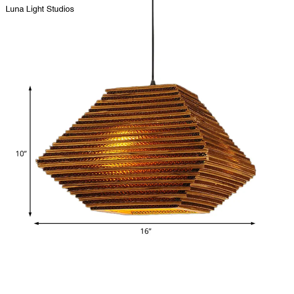 Honeycomb Pendant Lighting - Vintage Recycled Cardboard Bar Lamp with 1 Head