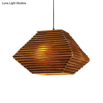 Honeycomb Pendant Lighting - Vintage Recycled Cardboard Bar Lamp with 1 Head