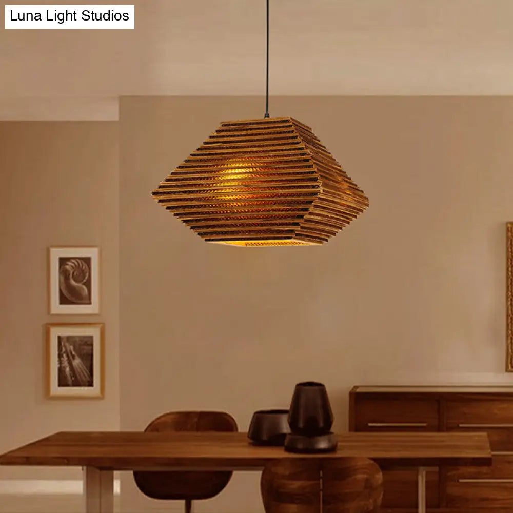 Honeycomb Pendant Lighting - Vintage Recycled Cardboard Bar Lamp with 1 Head