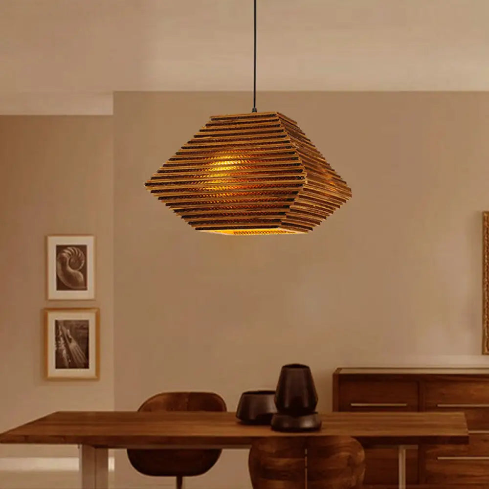 Honeycomb Pendant Lighting - Vintage Recycled Cardboard Bar Lamp with 1 Head