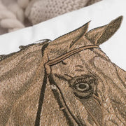 Decorbites horse head embroidery pillowcase features detailed brown and black horse head on white fabric for living room decor
