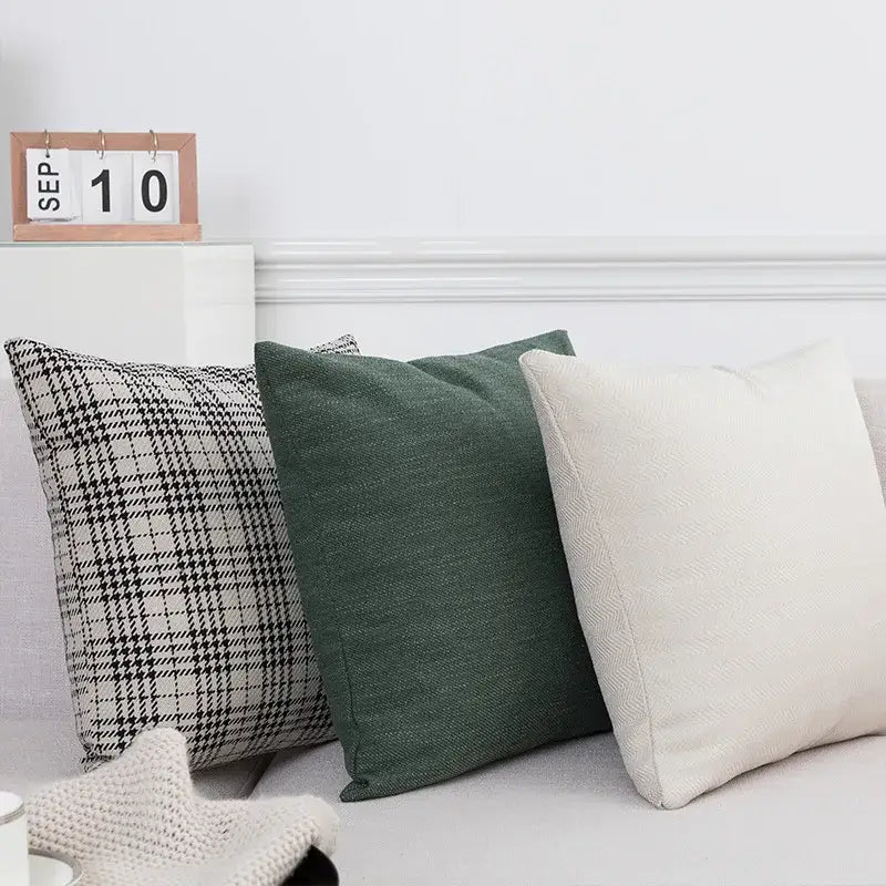 Three decorative throw pillows including a decorbites horse head embroidery pillowcase in brown and black for living room decor