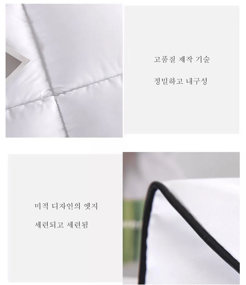 White quilted lightweight hotel style comforter with black piping soft breathable warm winter quilt 220x240 cm