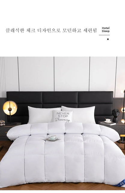 White quilted comforter with plush soft texture lightweight breathable hotel style winter quilt for queen king bed