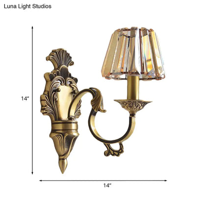 DecorBites™ Hotel Wall Mounted Brass Wavy Arm Lamp Kit with Cone Crystal Shade