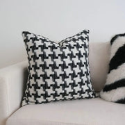 Black and white houndstooth cushion cover with textured woven fabric by decorbites houndstooth crochet for living room decor