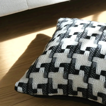 Black and white houndstooth cushion cover with textured woven fabric for decorbites houndstooth crochet living room decor
