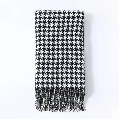 Black and white houndstooth throw blanket with fringed ends perfect for living room decorbites houndstooth throw blanket