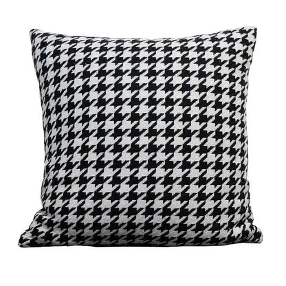 Black and white houndstooth plaid pillow cover from decorbites ideal for elegant living room decor