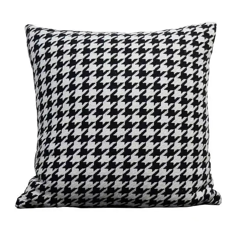Black and white houndstooth plaid pillow cover from decorbites ideal for elegant living room decor