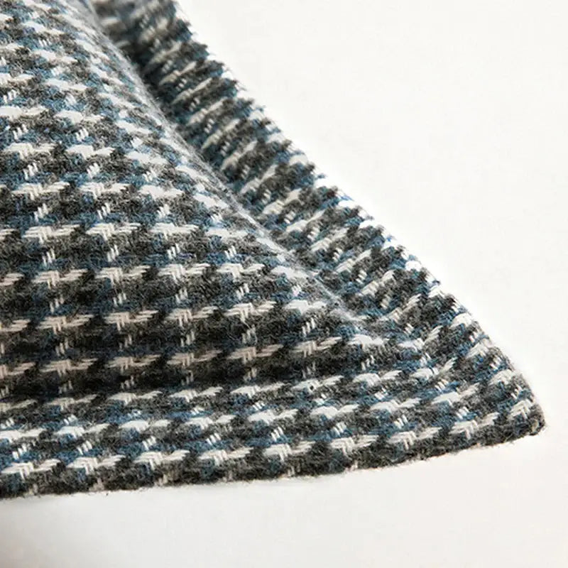 Houndstooth square cushion cover with textured gray blue and white herringbone pattern for living room decorbites decor