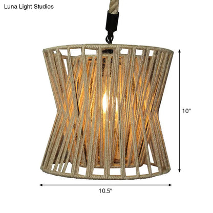 Hourglass-Shaped Drop Pendant Farmhouse Ceiling Hang Light - Brown, 1 Bulb