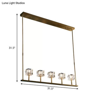 ديكوربايتس™ مصباح معلق كريستالي على شكل مكعب ثلج - مصباح جزيرة ذهبي بسيط لغرفة الطعام (5/10 رؤوس)