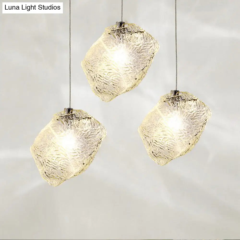 Ice Glass Hanging Ceiling Light - Minimalist Clear Pendant Lamp for Dining Room (1 Light)