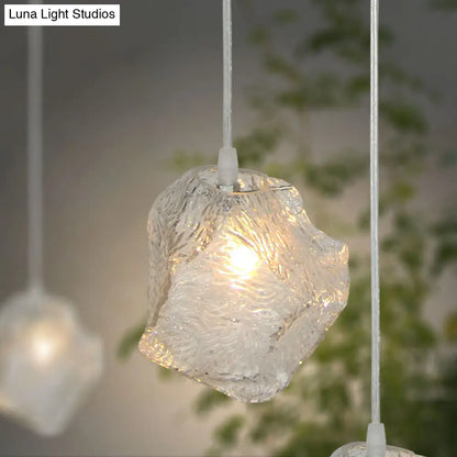 Ice Glass Hanging Ceiling Light - Minimalist Clear Pendant Lamp for Dining Room (1 Light)