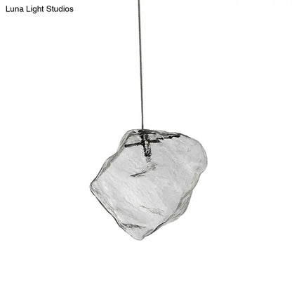 Ice Glass Hanging Ceiling Light - Minimalist Clear Pendant Lamp for Dining Room (1 Light)