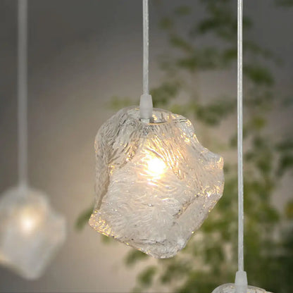 Ice Glass Hanging Ceiling Light - Minimalist Clear Pendant Lamp for Dining Room (1 Light)