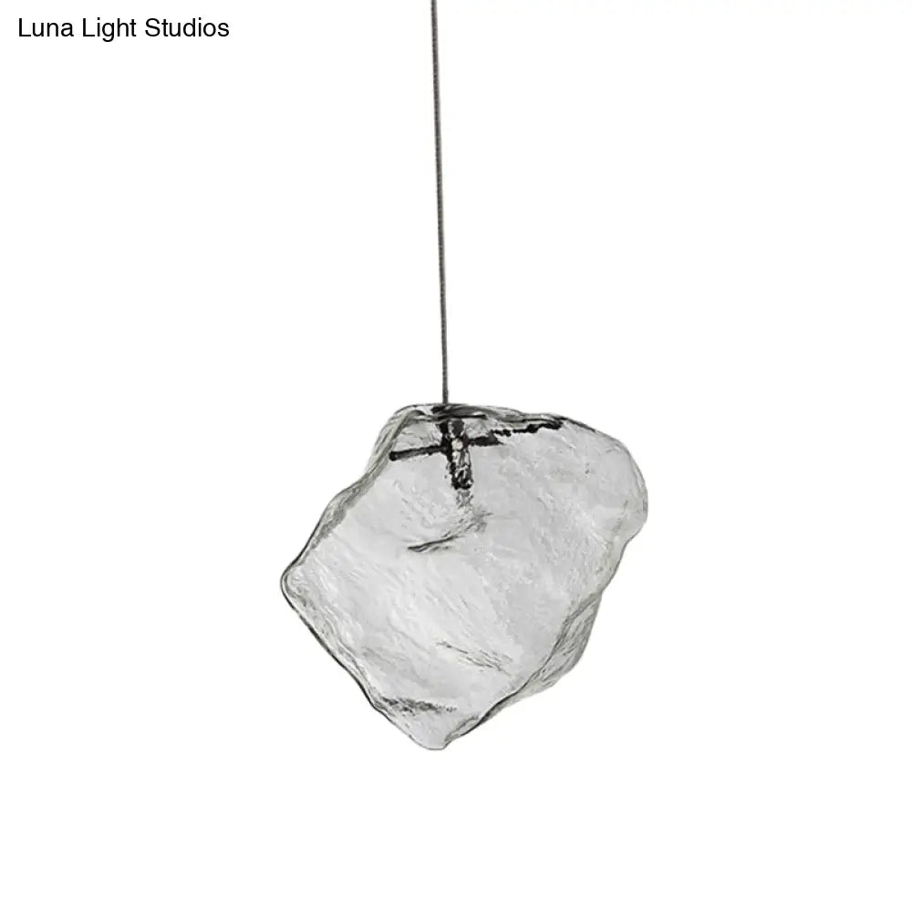 Ice Glass Hanging Ceiling Light - Minimalist Clear Pendant Lamp for Dining Room (1 Light)