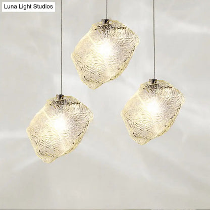 Ice Glass Hanging Ceiling Light - Minimalist Clear Pendant Lamp for Dining Room (1 Light)