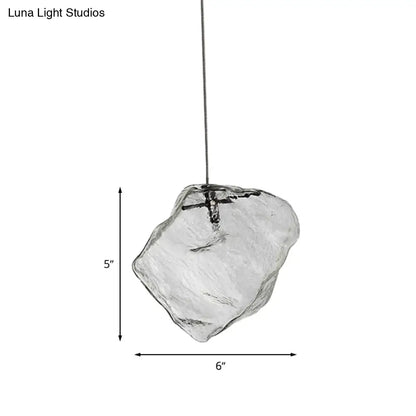 Ice Glass Hanging Ceiling Light - Minimalist Clear Pendant Lamp for Dining Room (1 Light)