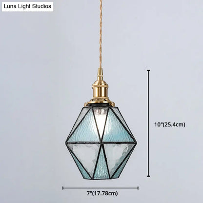 Icy Clear Glass Pendant Lamp: Geometric 1 Light Tiffany-Style Fixture