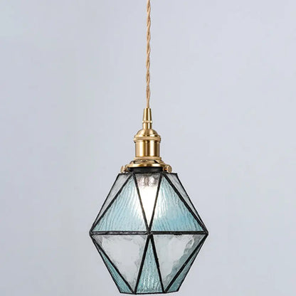 Icy Clear Glass Pendant Lamp: Geometric 1 Light Tiffany-Style Fixture