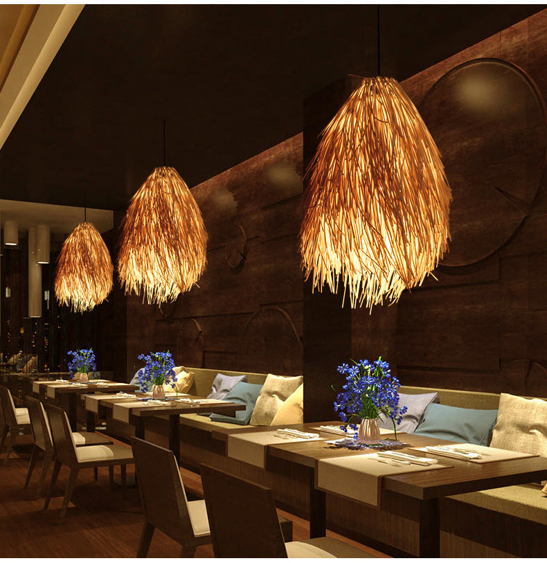 Rattan Pine Cone Chandelier