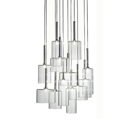 Ilaria - Modern 3/6/10 Lights Dining Room Cluster Lighting with Cylinder Clear Glass Shade Modern Chrome Led Hanging Lamp